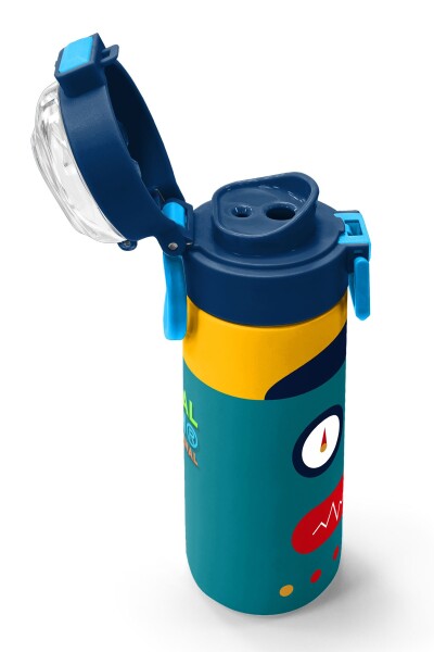 Coral High Kids Lacivert Çivit Robot Desenli Pipetli ve Direkt İçim Çelik Termos 500 ml 31918 - 6