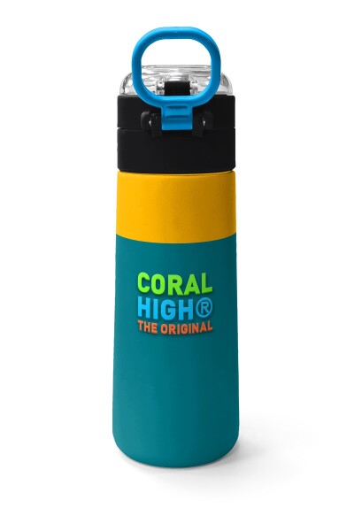 Coral High Kids Lacivert Çivit Robot Desenli Pipetli ve Direkt İçim Çelik Termos 500 ml 31918 - 4