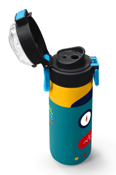 Coral High Kids Lacivert Çivit Robot Desenli Pipetli ve Direkt İçim Çelik Termos 500 ml 31918 - 6