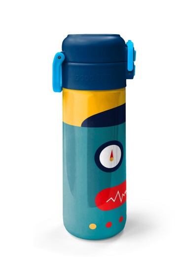 Coral High Kids Lacivert Çivit Robot Desenli Pipetli ve Direkt İçim Çelik Termos 500 ml 31918 - 5