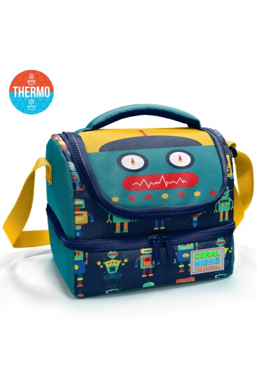 Coral High Kids Lacivert Çivit Robot Desenli Thermo İki Katlı Beslenme Çantası 37218 - Coral High