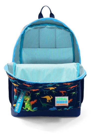 Coral High Kids Lacivert Mavi Dinozor Desenli Dört Bölmeli Okul Sırt Çantası 23115 - 3