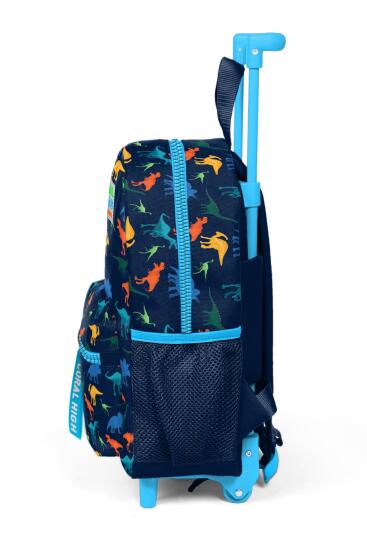 Minik Yuva Çekçekli Sırt Çantası Lacivert Mavi Dinozor Desenli İki Bölmeli 24014 - 6