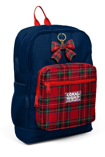 Coral High Kids Lacivert Ekose Fiyonk Desenli 3’lü Okul Çanta Seti SET0133207 - 2