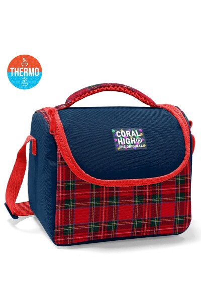 Coral High Kids Lacivert Ekose Fiyonk Desenli Çekçekli 3'lü Çanta Seti SET0134007 - 3