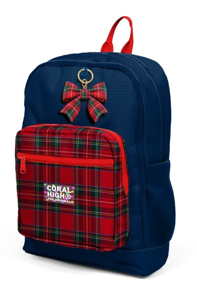 Coral High Kids Lacivert Ekose Fiyonk Desenli Okul Sırt Çantası 33207 - 6