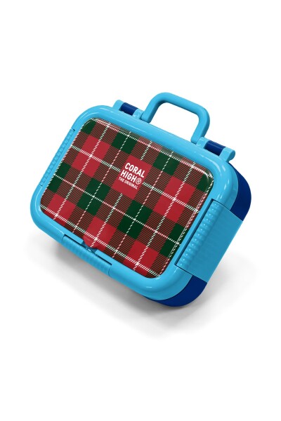 Coral High Kids Lacivert Ekose Fiyonk Desenli Paslanmaz Çelik Beslenme Kabı 39107 - 1