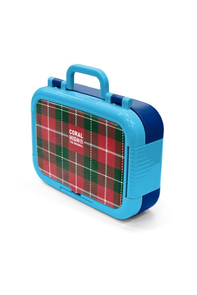 Coral High Kids Lacivert Ekose Fiyonk Desenli Paslanmaz Çelik Beslenme Kabı 39107 - 4