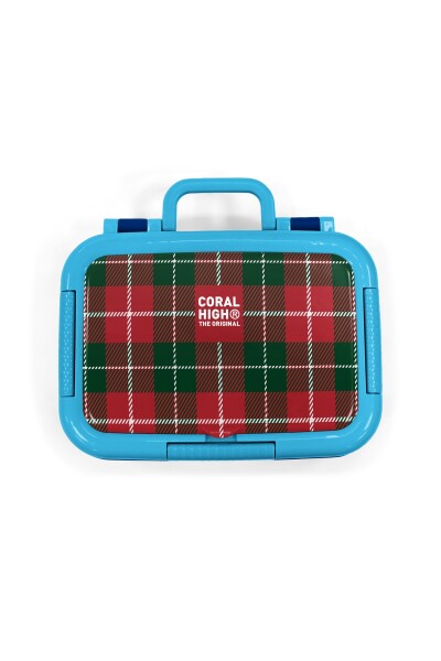 Coral High Kids Lacivert Ekose Fiyonk Desenli Paslanmaz Çelik Beslenme Kabı 39107 - 5