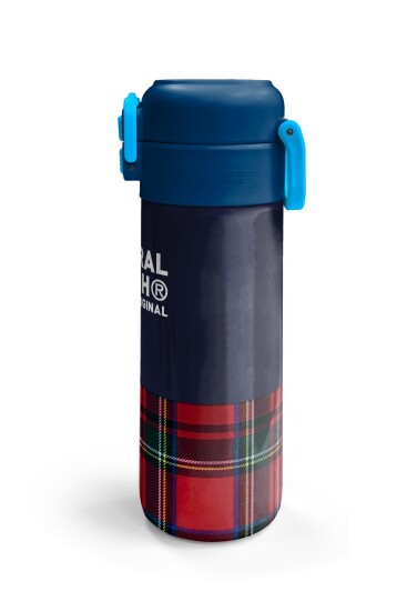Coral High Kids Lacivert Ekose Fiyonk Desenli Pipetli ve Direkt İçim Çelik Termos 500 ml 38107 - 6