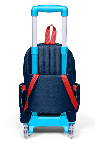 Coral High Kids Lacivert Ekose Fiyonk Desenli Üç Bölmeli Çekçekli Okul Sırt Çantası 34007 - 2