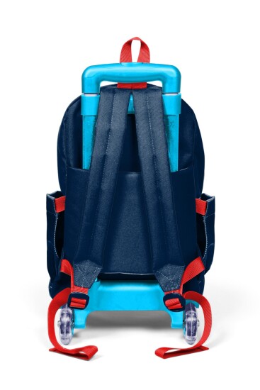 Coral High Kids Lacivert Ekose Fiyonk Desenli Üç Bölmeli Çekçekli Okul Sırt Çantası 34007 - 4
