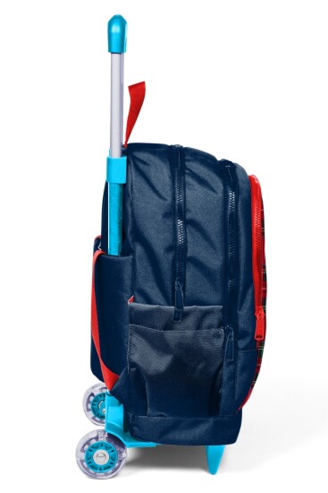Coral High Kids Lacivert Ekose Fiyonk Desenli Üç Bölmeli Çekçekli Okul Sırt Çantası 34007 - 7
