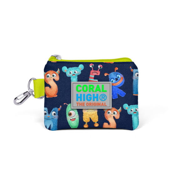 Coral High Kids Lacivert Neon Sarı Monster Desenli Bozuk Para Çantası 21826 