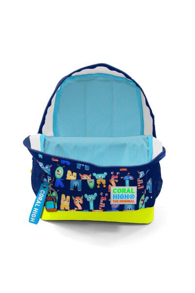 Coral High Kids Lacivert Neon Sarı Monster Desenli İki Bölmeli Okul Sırt Çantası 23626 - 4