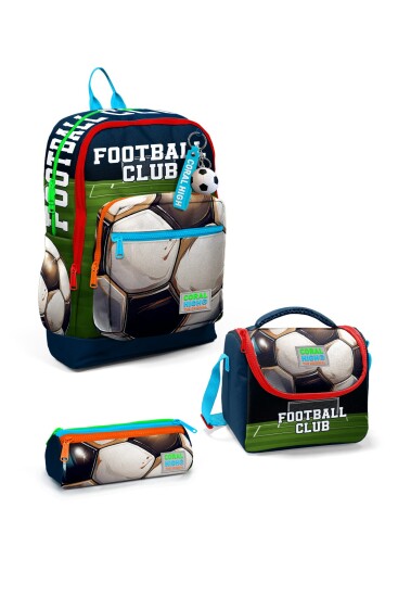 Coral High Kids Lacivert Futbol Desenli 3’lü Okul Çanta Seti SET0123779 - Coral High