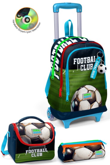 Coral High Kids Lacivert Futbol Desenli 3’lü Okul Çanta Seti SET0123979 