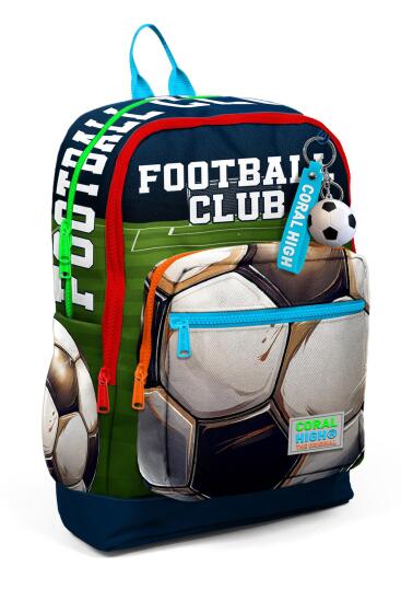 Coral High Kids Lacivert Futbol Desenli Dört Bölmeli Okul Sırt Çantası 23779 - Coral High KIDS
