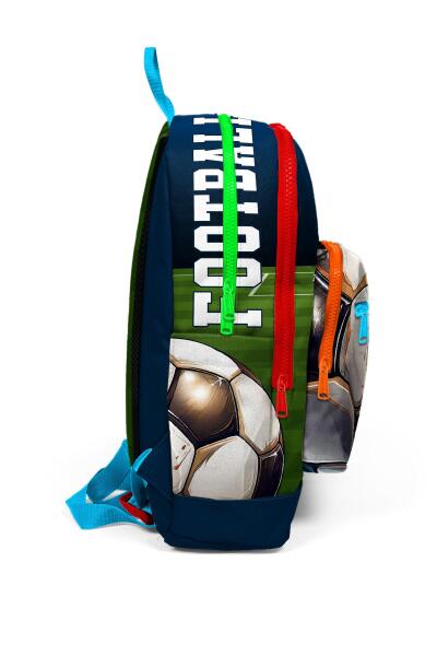 Coral High Kids Lacivert Futbol Desenli Dört Bölmeli Okul Sırt Çantası 23779 - 4