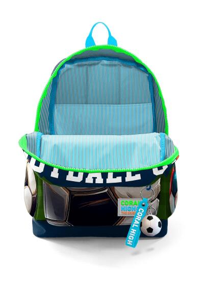Coral High Kids Lacivert Futbol Desenli Dört Bölmeli Okul Sırt Çantası 23779 - 3