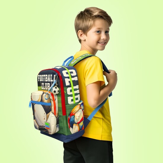 Coral High Kids Lacivert Futbol Desenli Dört Bölmeli Okul Sırt Çantası 23779 - 4