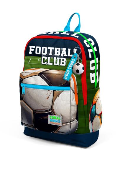 Coral High Kids Lacivert Futbol Desenli Dört Bölmeli Okul Sırt Çantası 23779 - 7