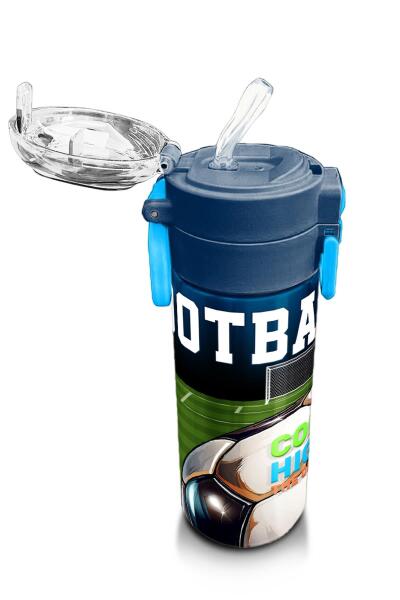 Coral High Kids Lacivert Futbol Desenli Pipetli ve Direkt İçim Çelik Termos 500 ml 31995 - 5