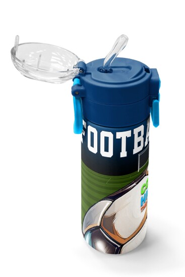 Coral High Kids Lacivert Futbol Desenli Pipetli ve Direkt İçim Çelik Termos 500 ml 31995 - 5