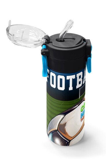 Coral High Kids Lacivert Futbol Desenli Pipetli ve Direkt İçim Çelik Termos 500 ml 31995 - 5