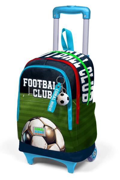 Coral High Kids Lacivert Futbol Desenli Üç Bölmeli Çekçekli Okul Sırt Çantası 23979 - 6