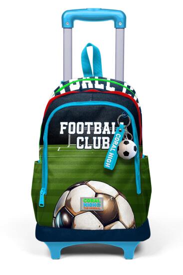Coral High Kids Lacivert Futbol Desenli Üç Bölmeli Çekçekli Okul Sırt Çantası 23979 - 8