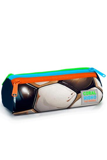 Coral High Kids Lacivert Futbol Desenli Üç Bölmeli Kalem Çantası 22095 - Coral High KIDS