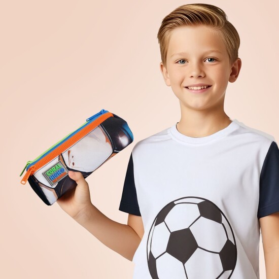 Coral High Kids Lacivert Futbol Desenli Üç Bölmeli Kalem Çantası 22095 - 4