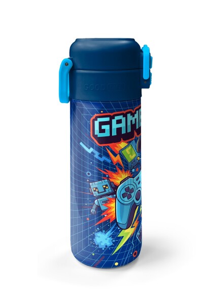 Coral High Kids Lacivert Game Desenli Pipetli ve Direkt İçim Çelik Termos 500 ml 31833 - 5