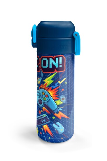 Coral High Kids Lacivert Game Desenli Pipetli ve Direkt İçim Çelik Termos 500 ml 31833 - 6