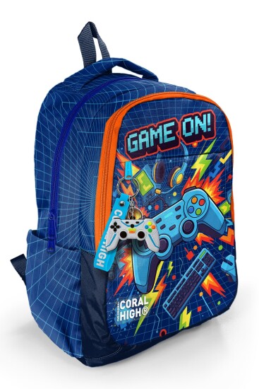 Coral High Kids Lacivert Game Desenli Üç Bölmeli Okul Sırt Çantası 33251 
