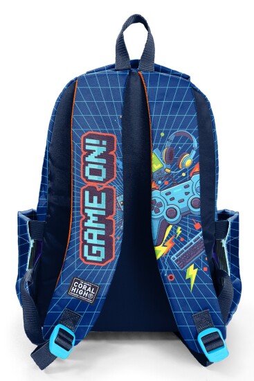 Coral High Kids Lacivert Game Desenli Üç Bölmeli Okul Sırt Çantası 33251 - 2