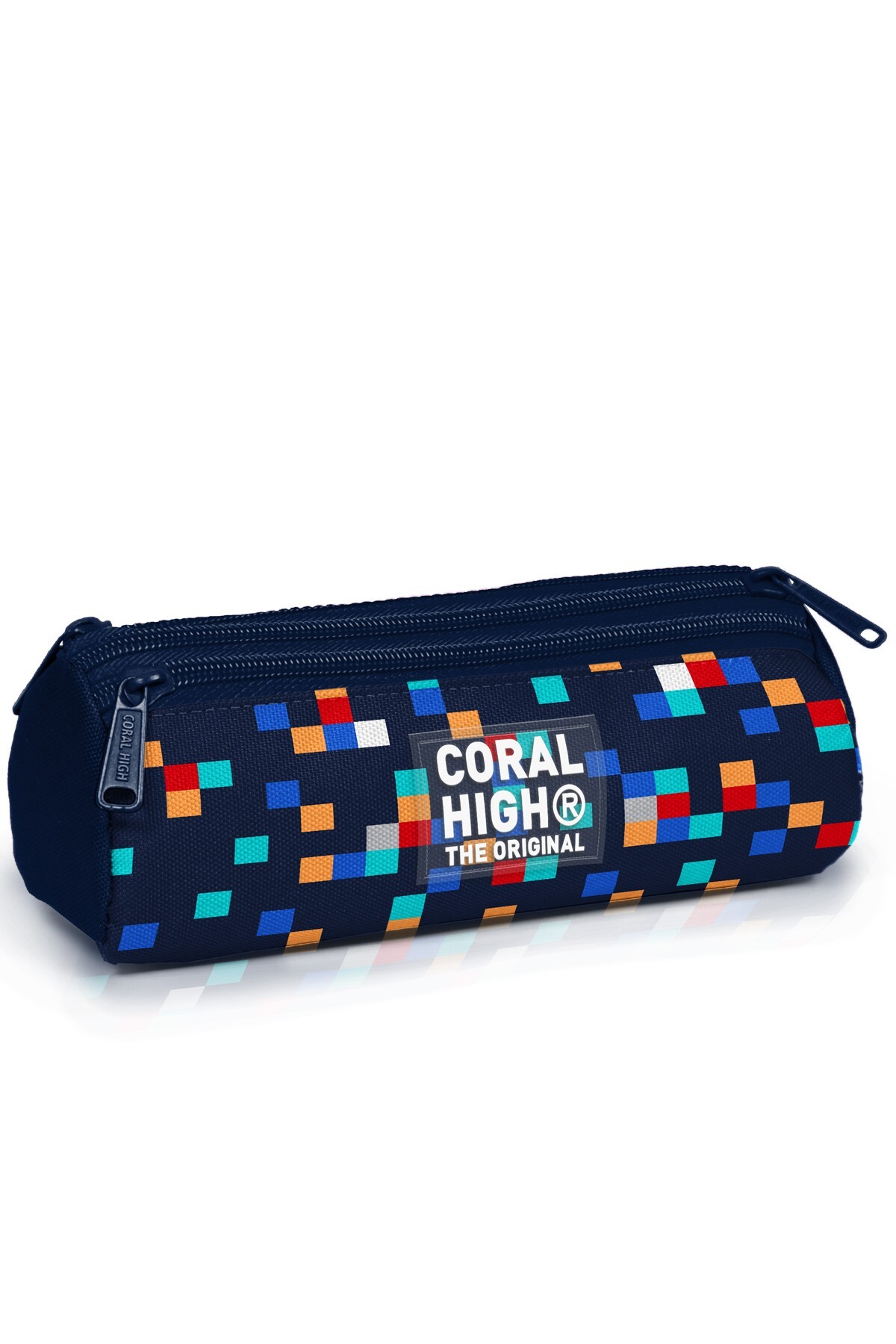 Coral High Kids Lacivert Geometrik Desenli Üç Bölmeli Kalem Çantası 31035
