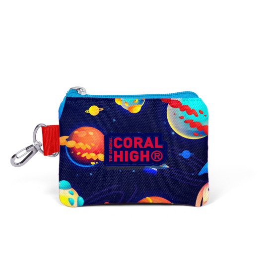 Coral High Kids Lacivert Mavi Gezegen Desenli Bozuk Para Çantası 21701 