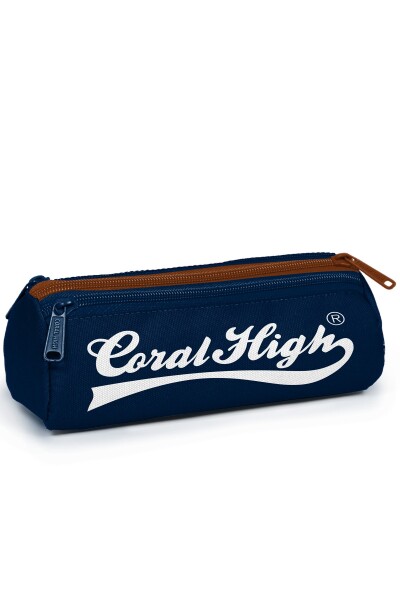 Coral High Kids Lacivert Kahverengi Desenli Üç Bölmeli Kalem Çantası 31036 - 1