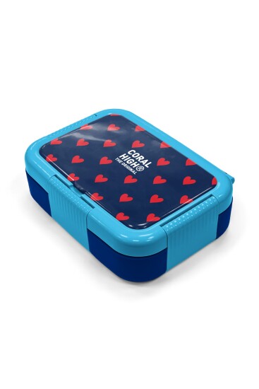 Coral High Kids Lacivert Kırmızı Kalp Desenli Paslanmaz Çelik Beslenme Kabı 39129 - 2
