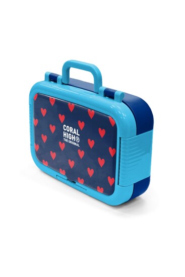 Coral High Kids Lacivert Kırmızı Kalp Desenli Paslanmaz Çelik Beslenme Kabı 39129 - 4