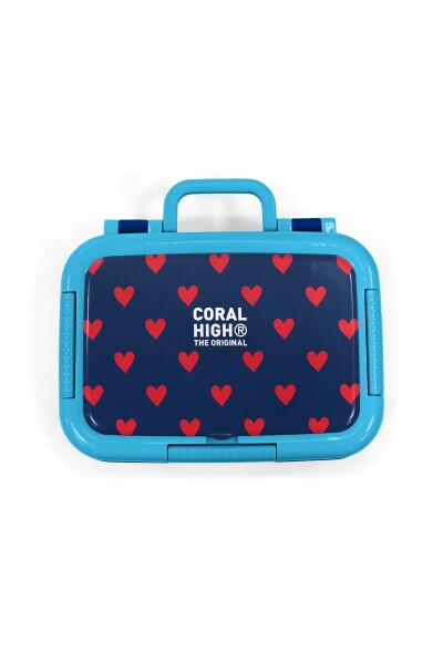 Coral High Kids Lacivert Kırmızı Kalp Desenli Paslanmaz Çelik Beslenme Kabı 39129 - 5