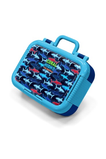 Coral High Kids Lacivert Kırmızı Köpek Balığı Desenli Paslanmaz Çelik Beslenme Kabı 39236 - Coral High