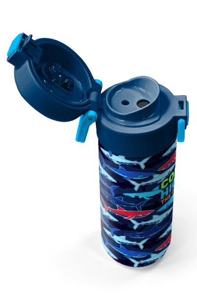 Coral High Kids Lacivert Kırmızı Köpek Balığı Desenli Pipetli ve Direkt İçim Çelik Termos 500 ml 31930 - 3