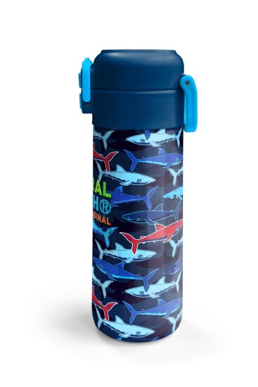 Coral High Kids Lacivert Kırmızı Köpek Balığı Desenli Pipetli ve Direkt İçim Çelik Termos 500 ml 31930 - 6