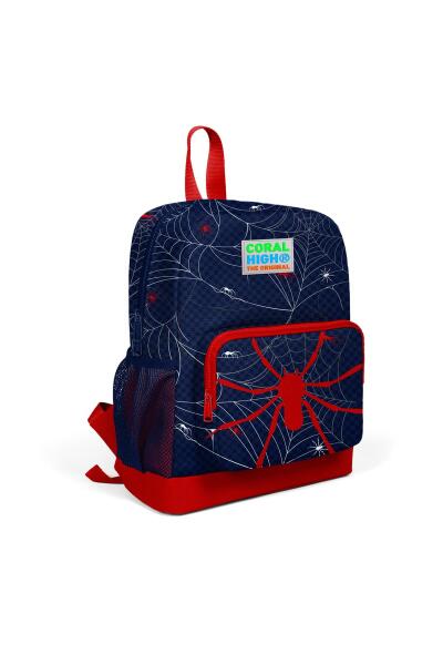 Coral High Kids Lacivert Kırmızı Örümcek Desenli İki Bölmeli Okul Sırt Çantası 23620 - 1