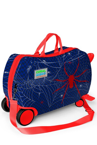 Coral High Kids Lacivert Kırmızı Örümcek Desenli Otur-Çek Çocuk Valizi 16367 - 3