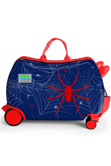 Coral High Kids Lacivert Kırmızı Örümcek Desenli Otur-Çek Çocuk Valizi 16367 - 2