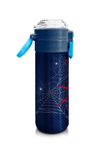 Coral High Kids Lacivert Kırmızı Örümcek Desenli Pipetli ve Direkt İçim Çelik Termos 500 ml 31931 - 2